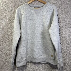 Carhartt Sweatshirt Womens XL 16-18 Gray Fleece Crewneck Relaxed Fit Sleeve Logo